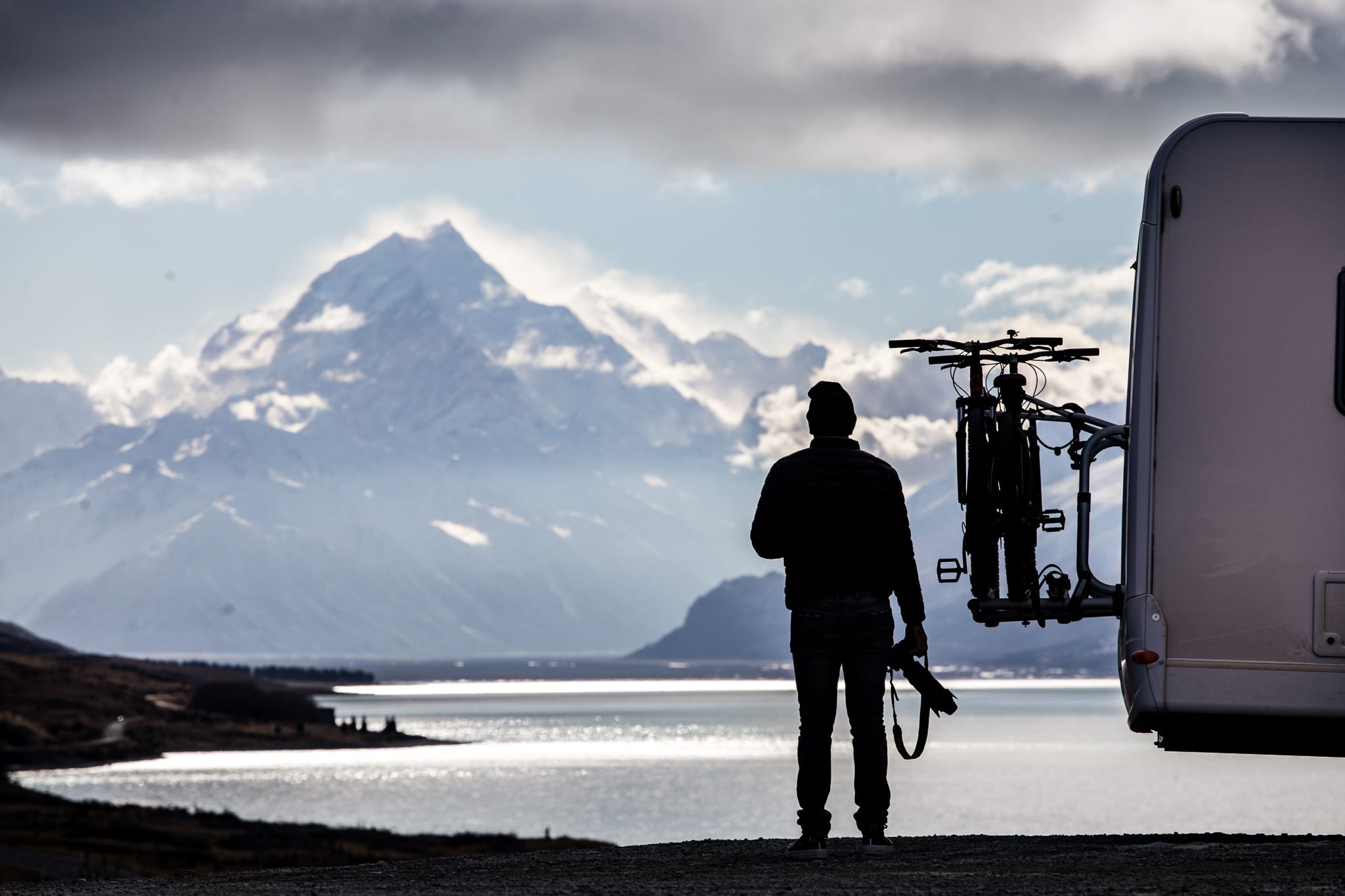 man Appreciating Mt Cook
