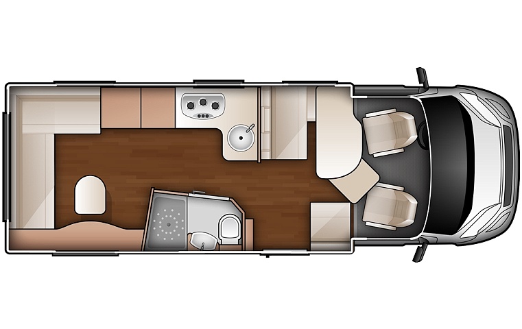 The Suite motorhome with beds folded down