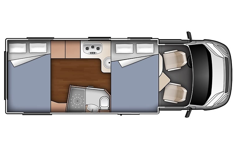 The Suite motorhome with beds folded down