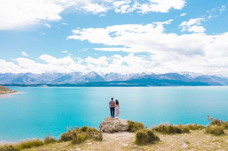 Couple enjoying the view at Lake Pukaki