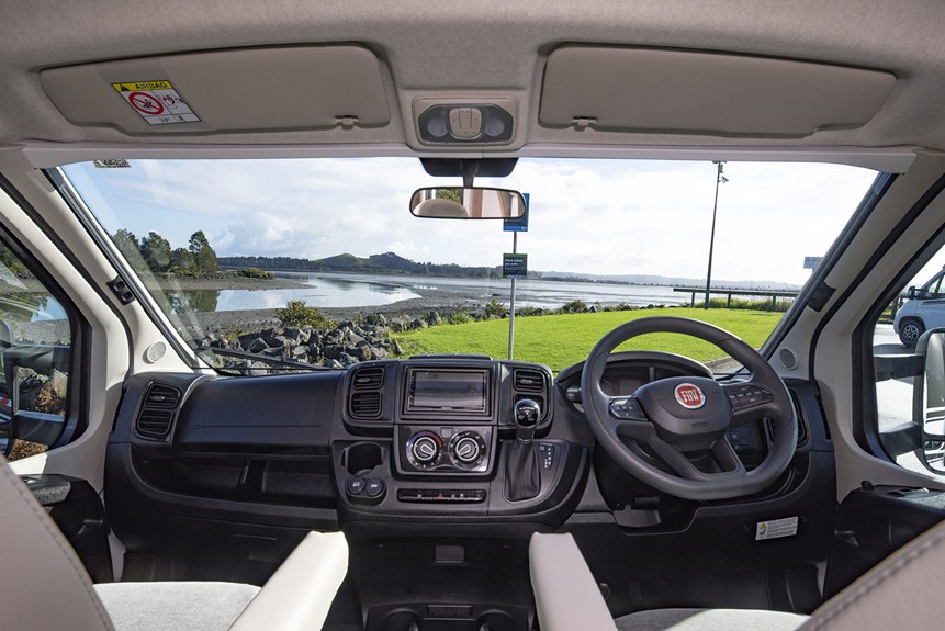 Cab area of a Fiat Ducato motorhome base