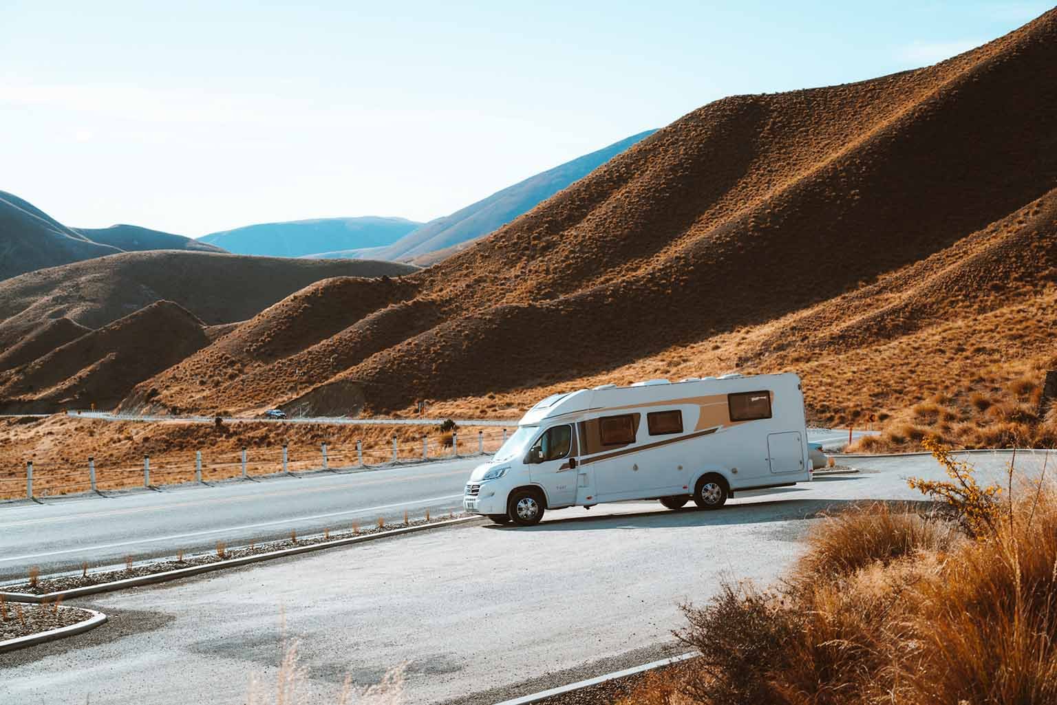 Hillside parking of a Wilderness motorhome