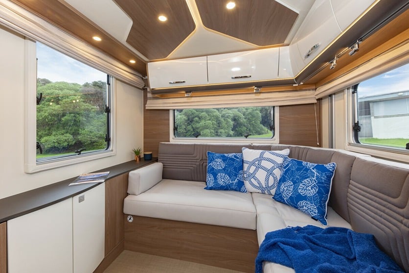 Interior lounge of a luxury motorhome