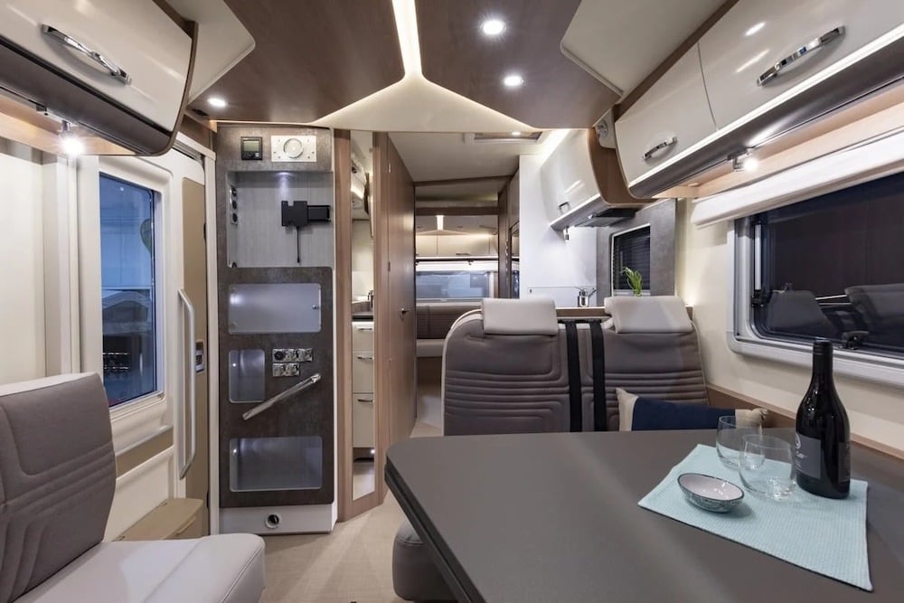 Inside a premium motorhome