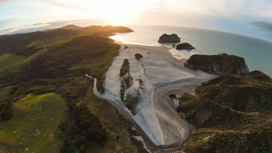 Wharariki Beach, taken by Bare Kiwi, credit www.nelsontasman.nz