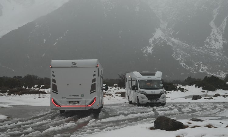 Motorhomes in snow