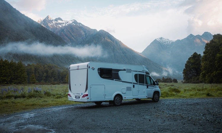 A Wilderness motorhome parked in Fiordland National Park