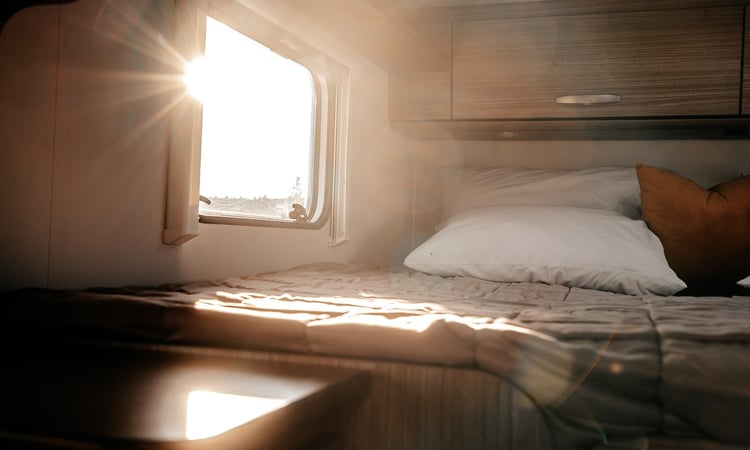 King bed setup sunlight