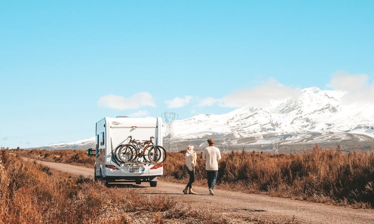 Tongariro with motorhome