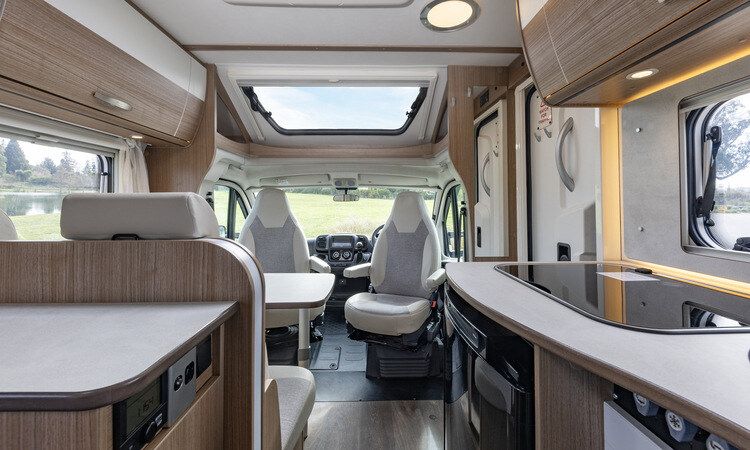 The spacious interior of the two berth Compact for 2 Wilderness motorhome
