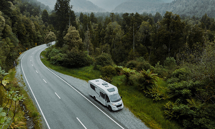 Motorhome driver taking a break on the side of road