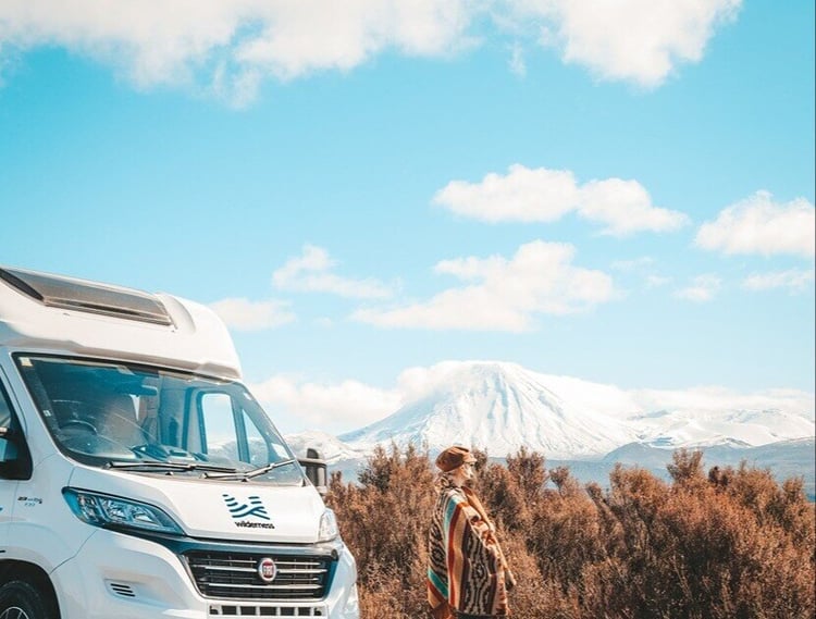 Mount Ngauruhoe with motorhome