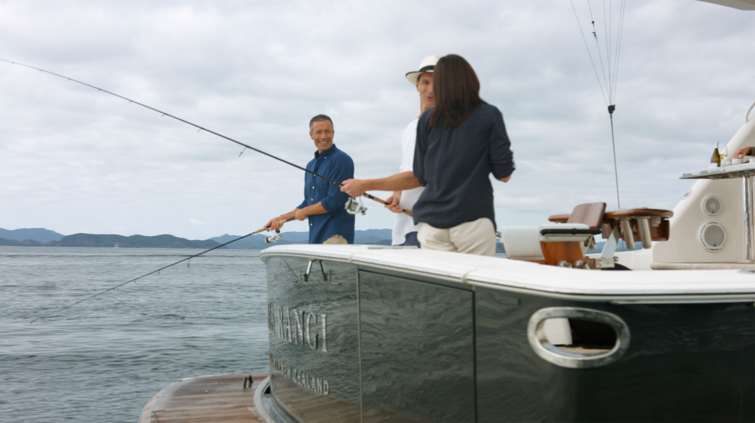 Fishing on a boat at Bay of Islands area