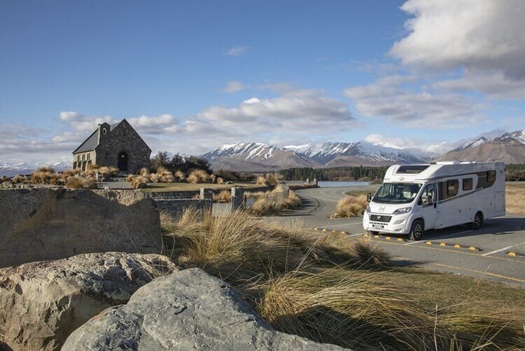 Wilderness motorhome parked Lake Tekapo