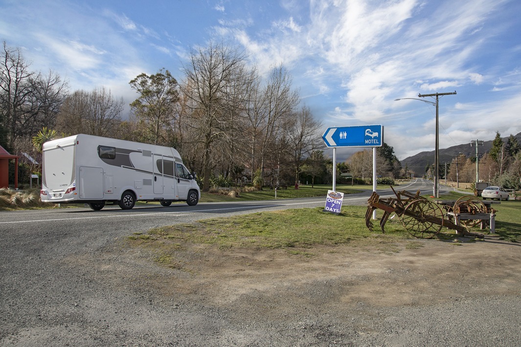 Rest stop sign while driving