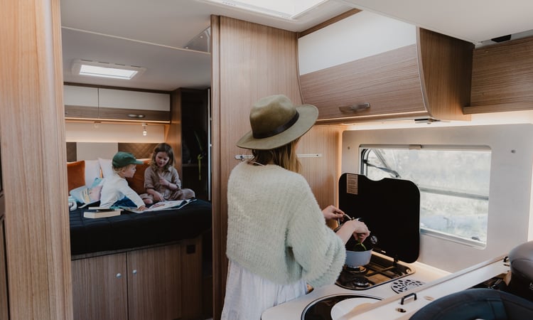 Interior kitchen and bed