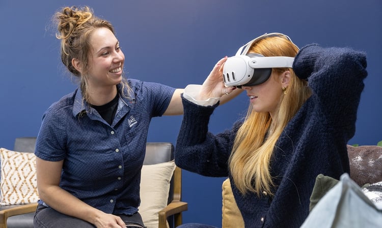 VR driver training - putting on headset