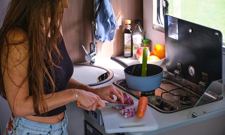 Chopping in kitchen - self contained