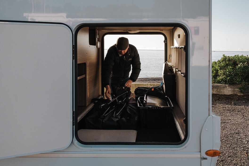 Plenty of storage in the King/Twin for 4 Wilderness Motorhome