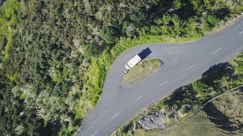 Bird's eye view of a Wilderness motorhomes at hot water beach.jpg