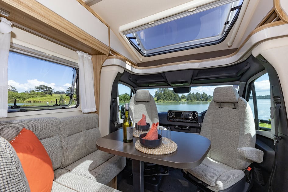 Interior design and layout of a motorhome