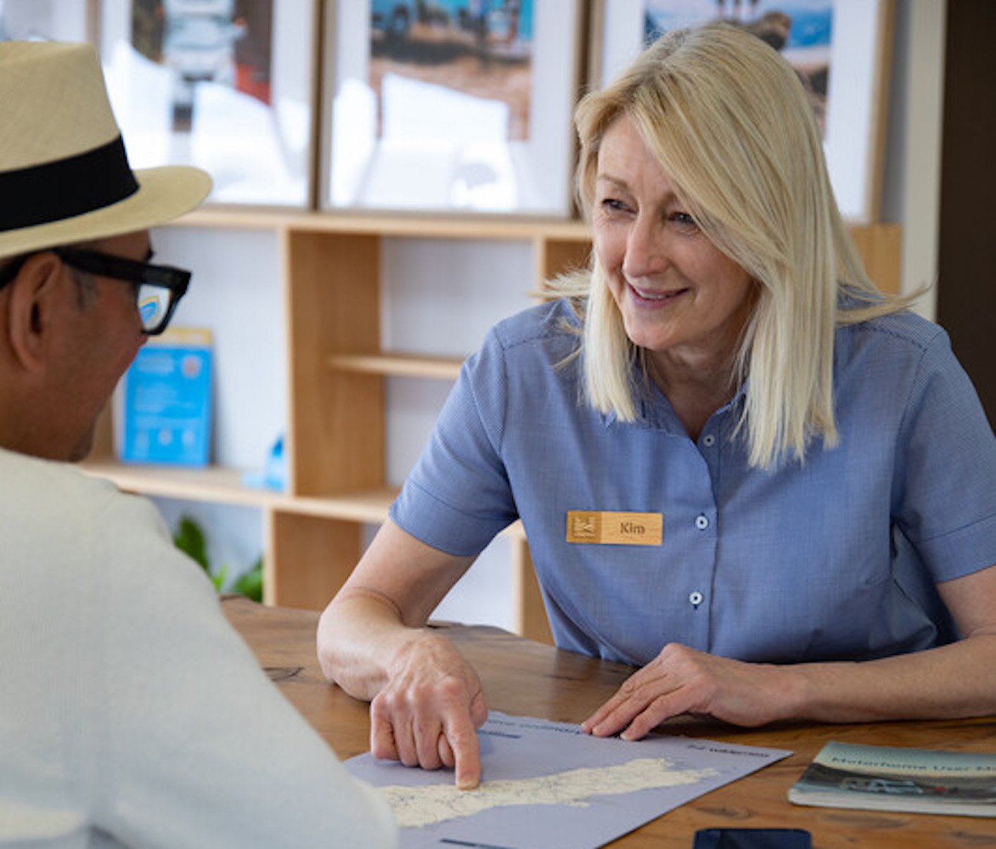 Going through the paperwork at the motorhome base