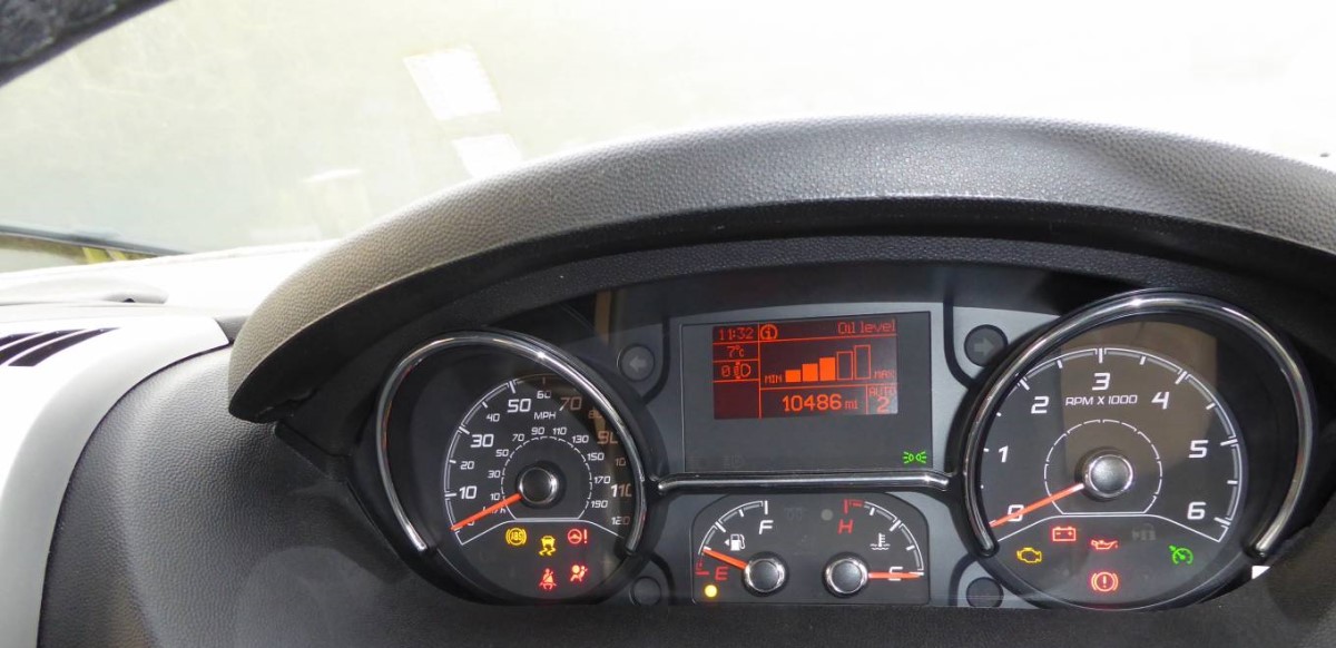 dashboard and odometer on a burstner motorhome