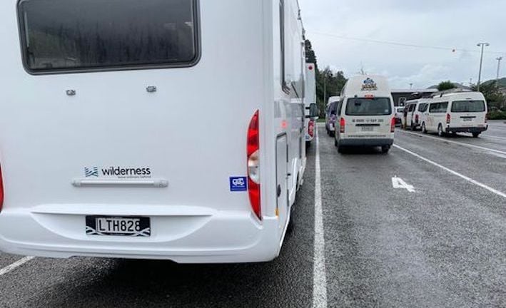 Waiting in the queue to drive aboard the Interislander in Picton