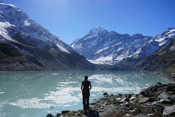 woman in Hooker Glacier