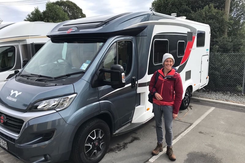 Lizzie Simmonds picking up her Wilderness motorhome