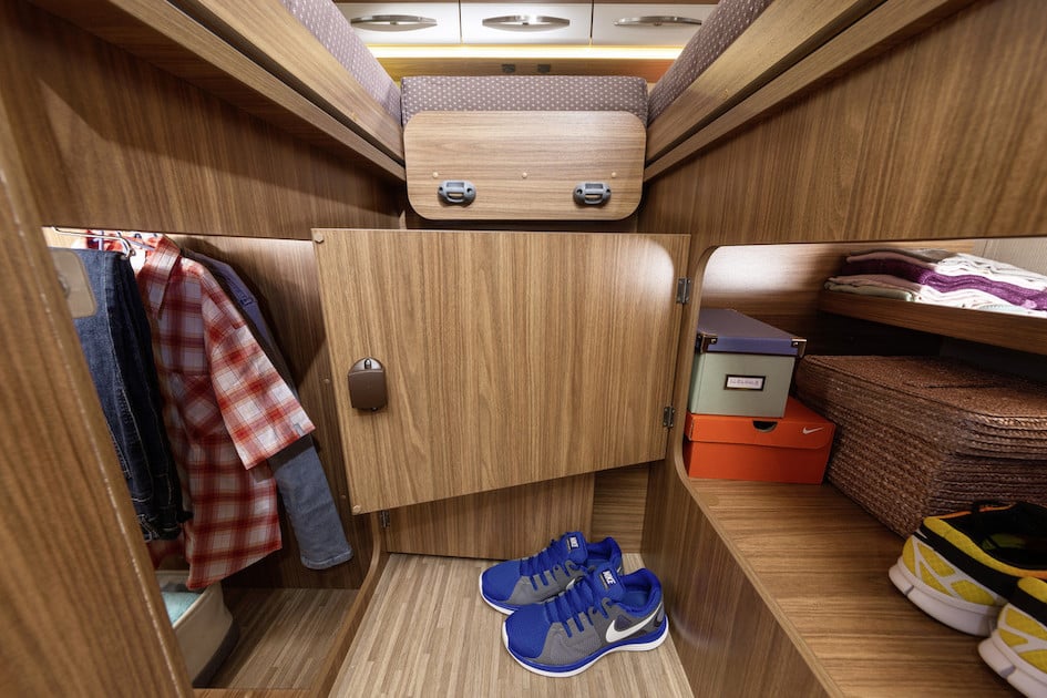 Storing clothes inside a motorhome
