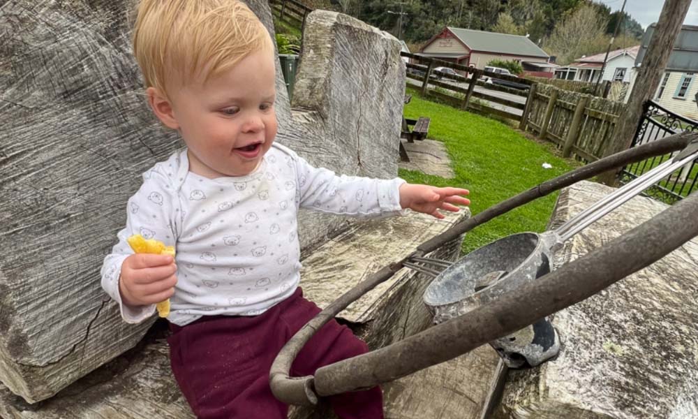 Baby playing at playground