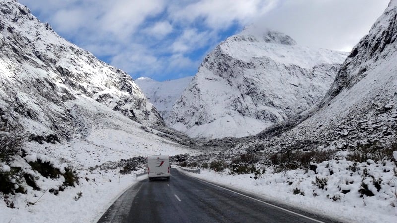 Wilderness Motorhome on the road to Milford Sound