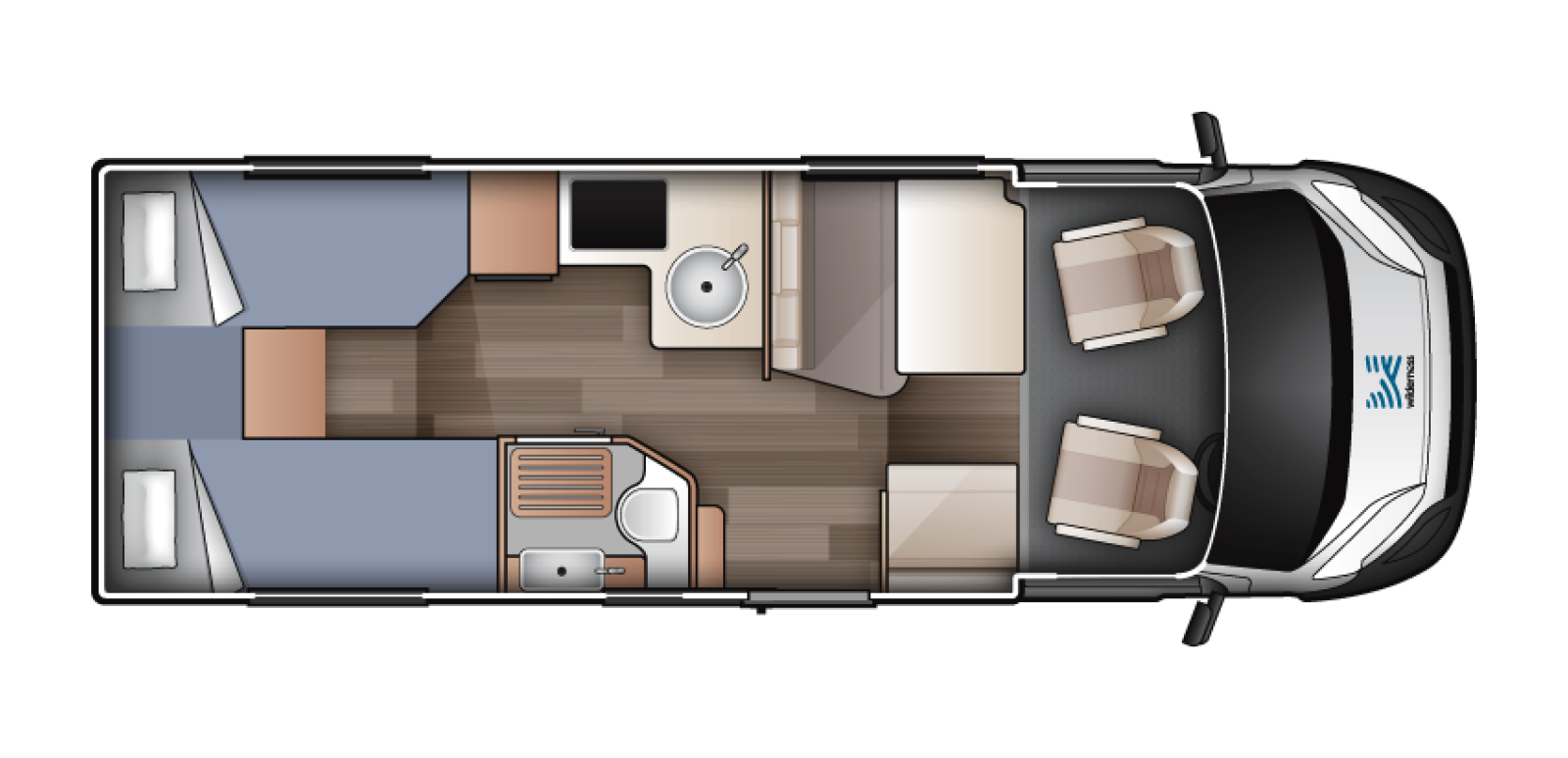 King/Twin for 4 — Campervan for Four | Wilderness Motorhomes - Interior #1