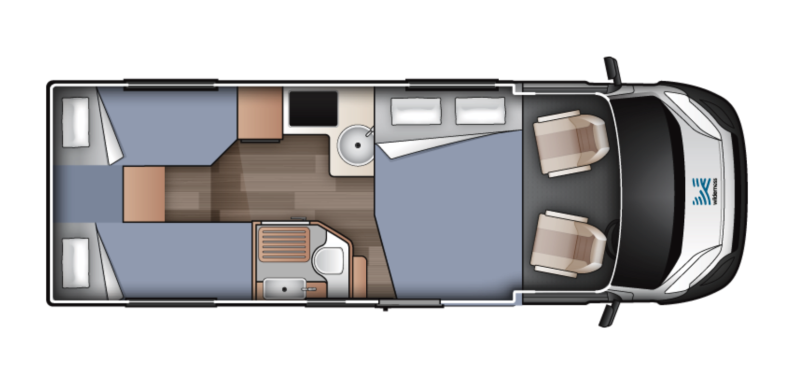 King/Twin for 4 — Campervan for Four | Wilderness Motorhomes - Interior #2