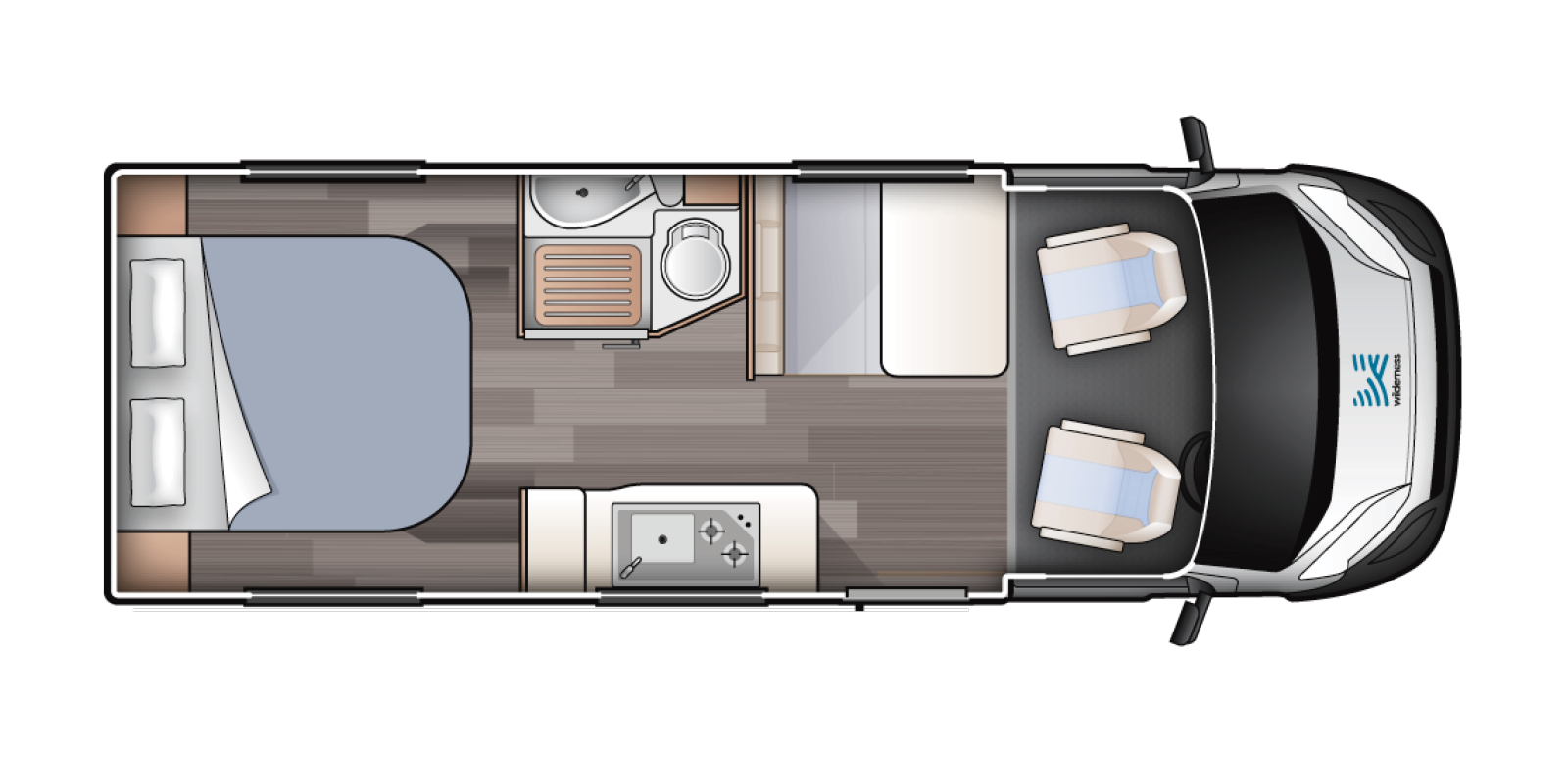 Queen for 2 (Slim) — Campervan for Two | Wilderness Motorhomes - Interior #1