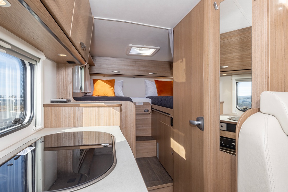 Interior facing rear of motorhome