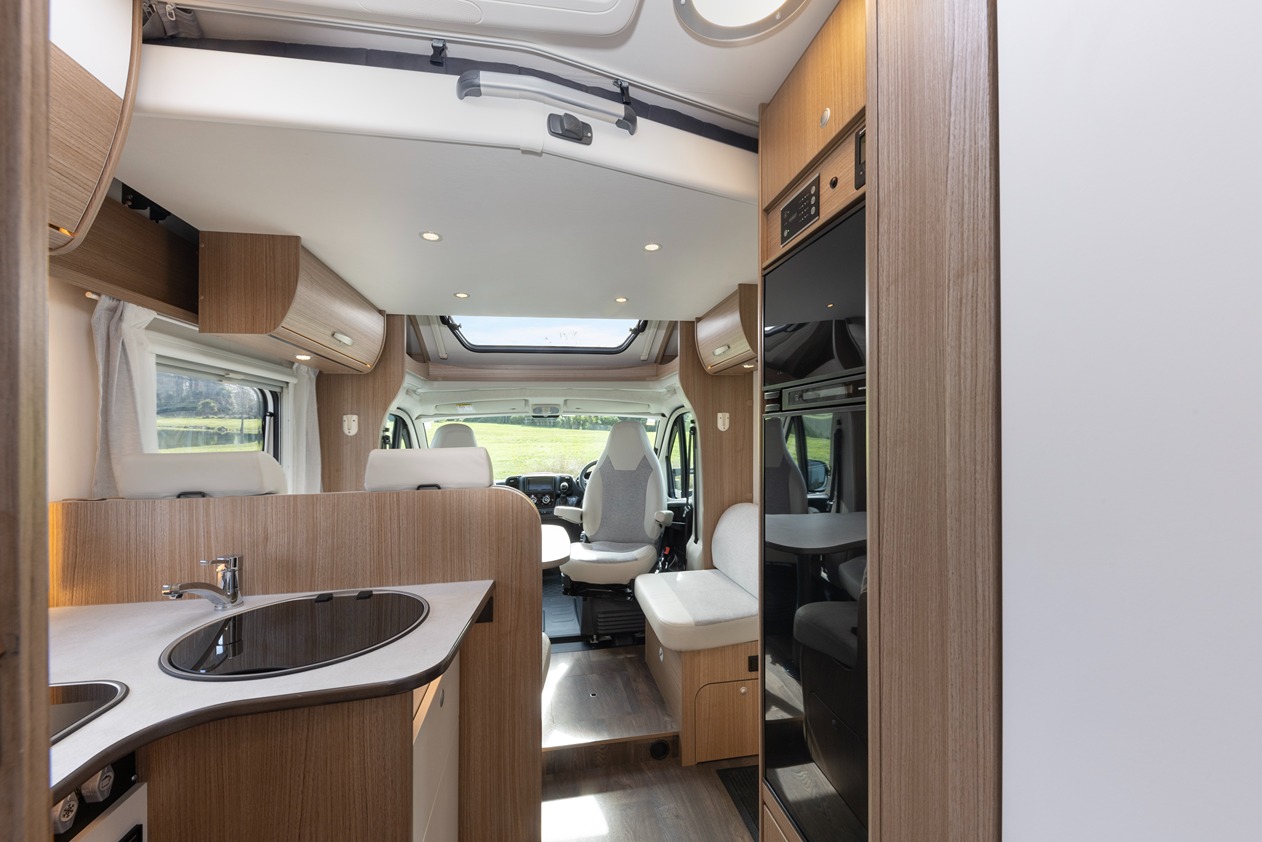 Interior facing forward of motorhome