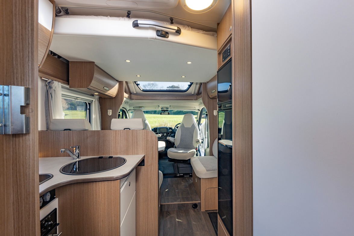 Interior facing forward of motorhome