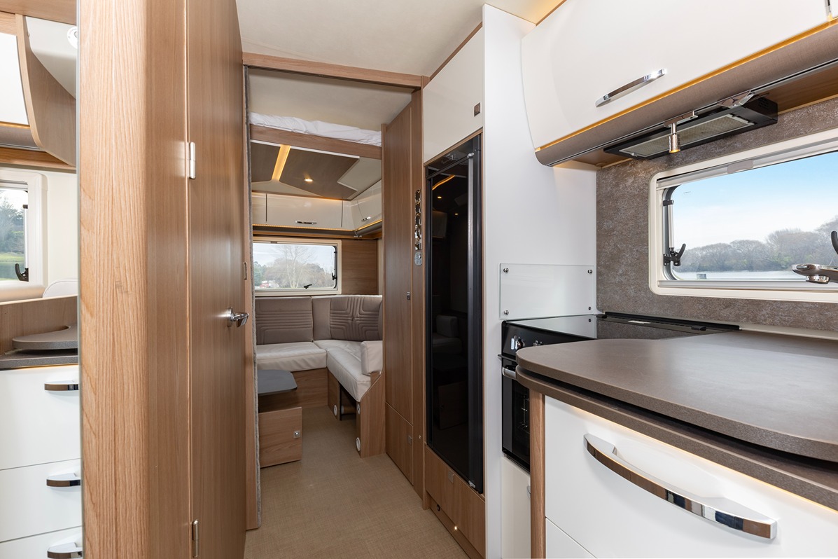 Interior facing rear of motorhome